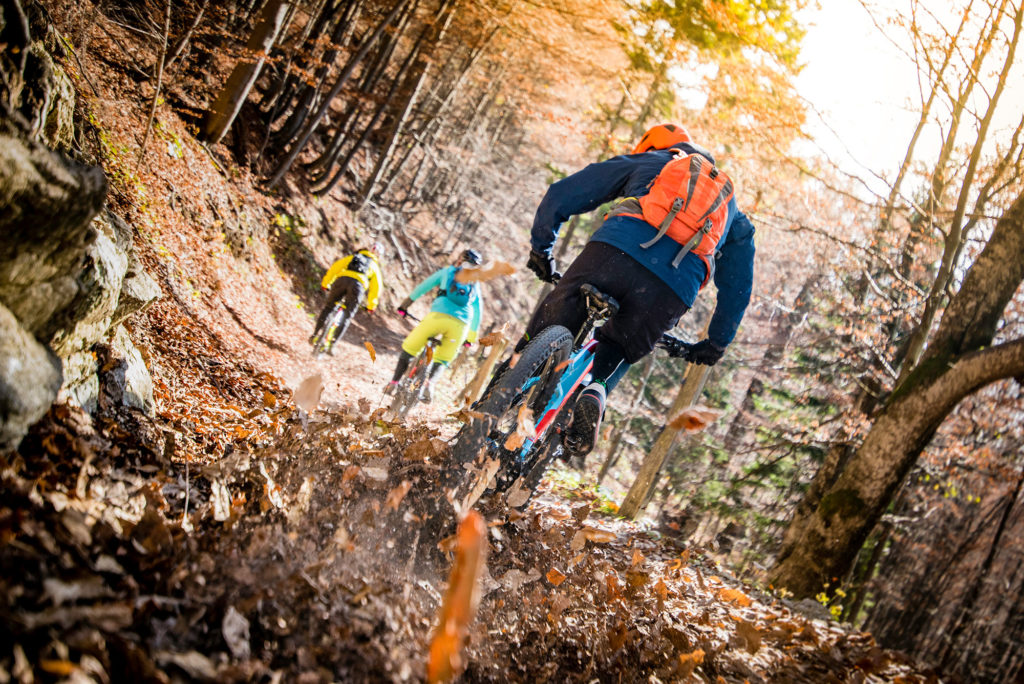 Cyclists on trail at Burke Mountain