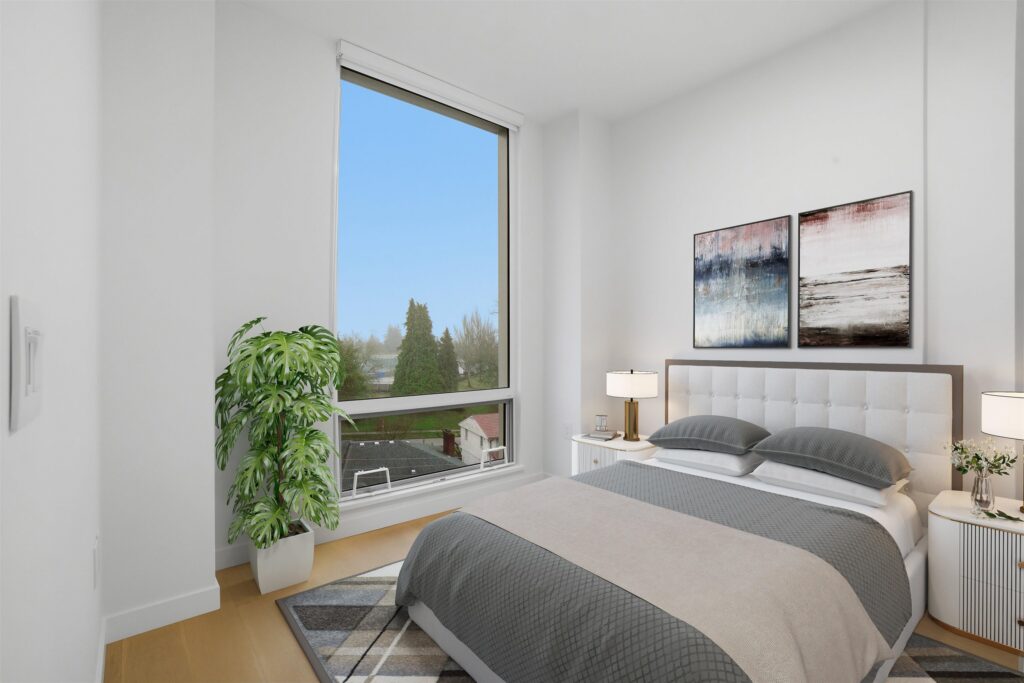 Primary bedroom at 608-5212 Cambie sub-penthouse