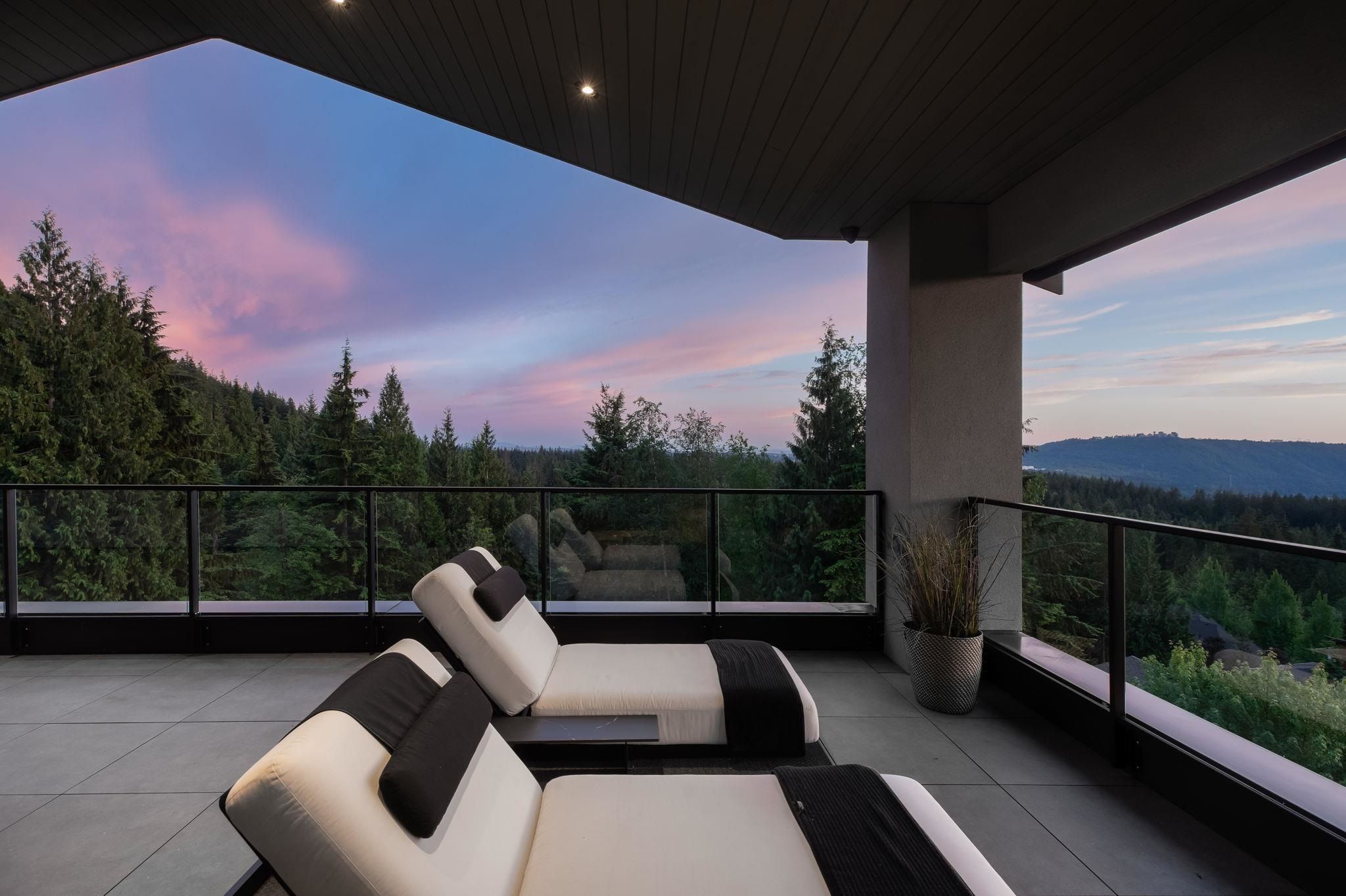 Private balcony off the primary bedroom at 2051 Ridge Mountain Drive, Anmore