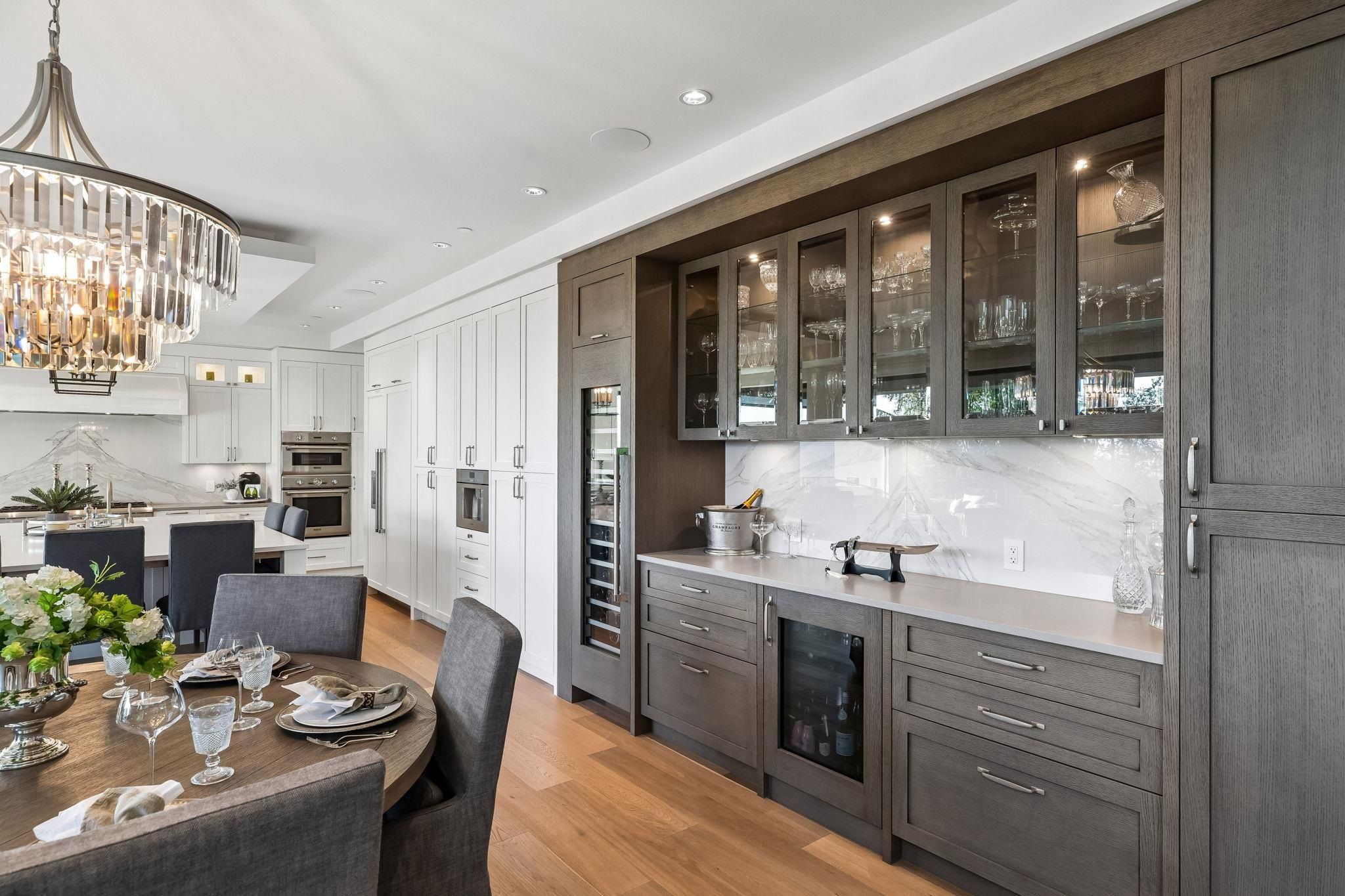 Wine bar with built-in storage in the basement of 2051 Ridge Mountain Drive, Anmore