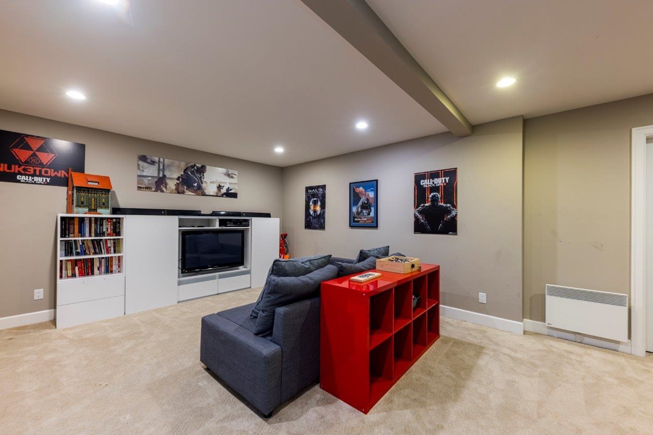 Lower level recreation space at 1426 Draycott Road