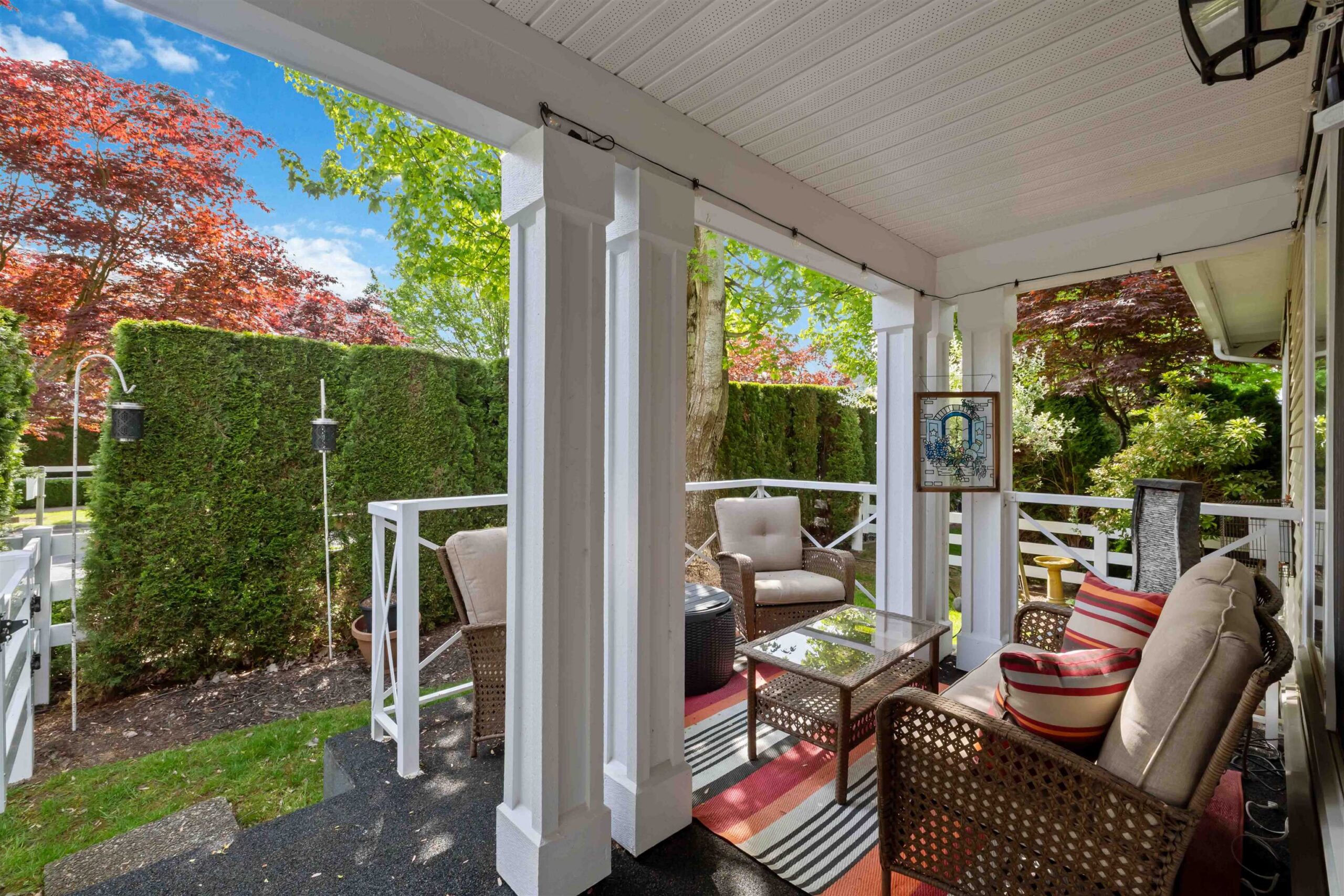 Covered patio and fenced backyard at 3-16995 64th Avenue, Cloverdale