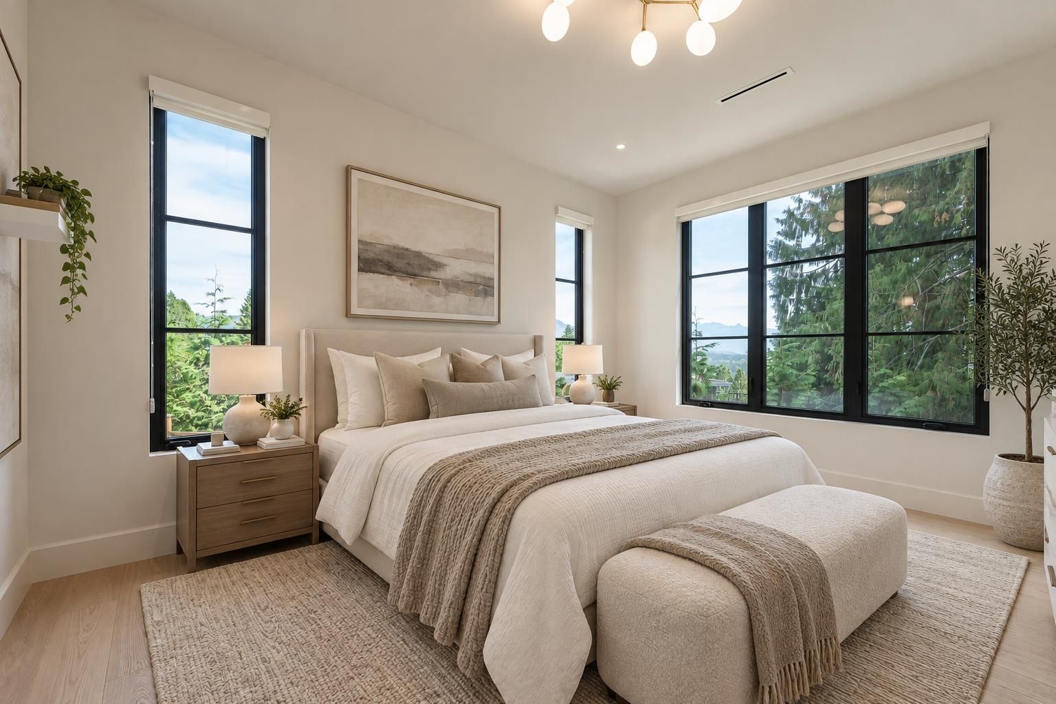 Primary bedroom with vaulted ceiling, gas fireplace and mountain-view balcony at 2976 Lazy A Street, Ranch Park