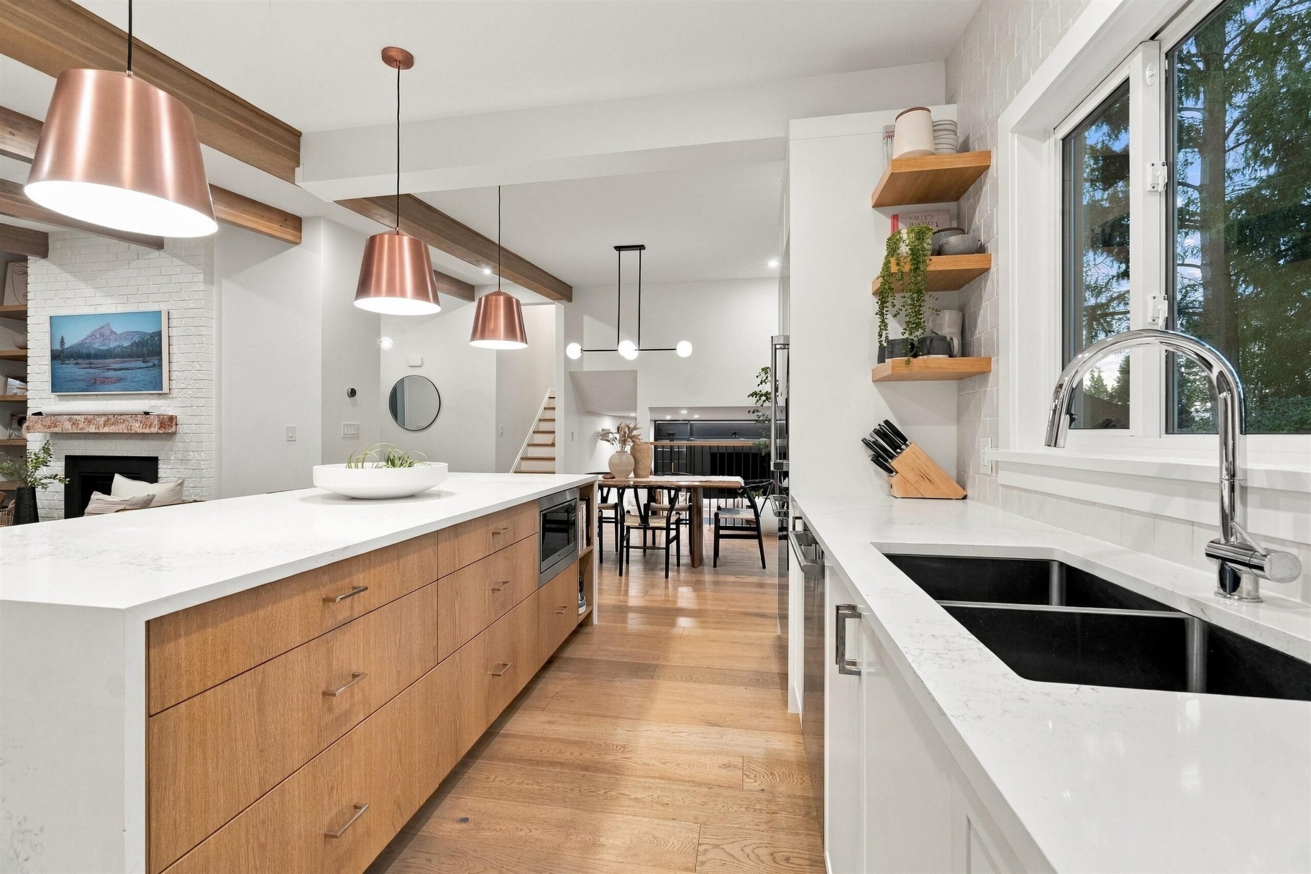 Kitchen with custom cabinetry in Ranch Park Coquitlam home